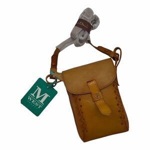 Brand New MW Montana West Genuine Leather Whipstitch Crossbody Phone Bag